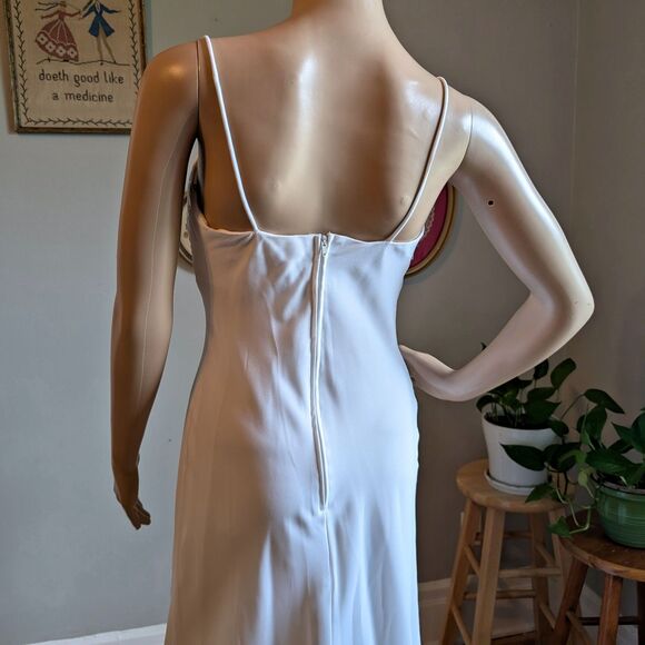 Vintage 90s White Gown Prom Dress Maxi Bridal Wedding Sequin Regency Empire JR 3 - Picture 10 of 11